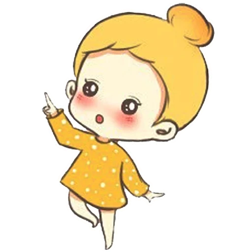 clipart, menina, filhos adoráveis, desenhos kawaii, pensa em um desenho