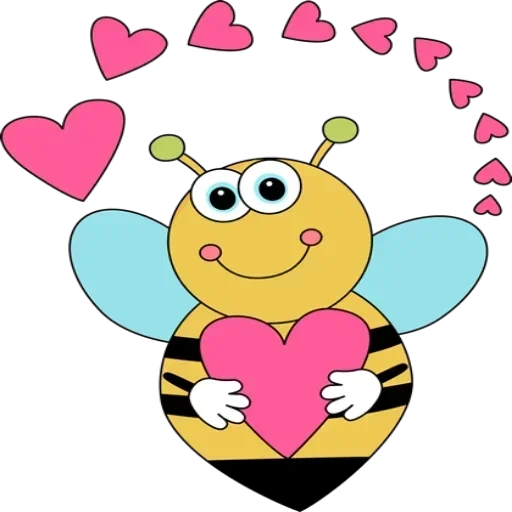 сердце пчелы, клипарт пчела, пчелка сердцем, рисунок пчелки, пчела сердечком