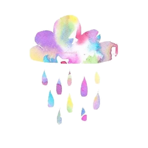 красивая акварель, облака рисунок акварелью, радужные облака акварель, радуга пастельные тона облаками, облако радуга рисунок акварелью