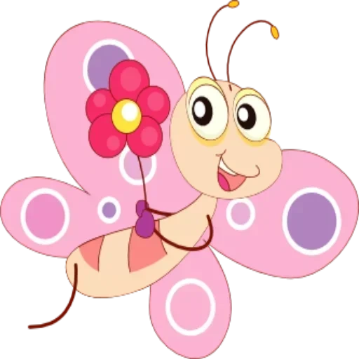 бабочка цветок, розовые бабочки, бабочка мультяшная, бабочки мультяшные, красивые мультяшные бабочки