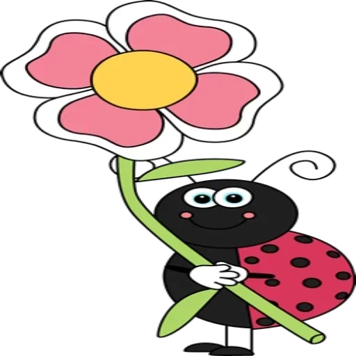 клипарт муха, божья коровка, цветок бабочка, домашнее растение, flower bug клипарт