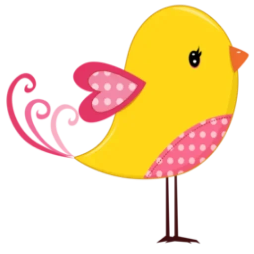 птичка, желтая птица, розовая птица, мультяшные птички, птички шаблоны цветные
