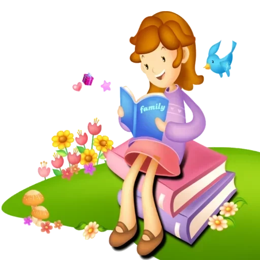 тетрадь, nursery rhymes, читающая девушка, мульт цветы книгой белом фоне, рисунки ко дню библиотеки детские