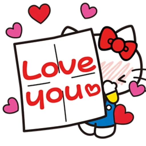love you, стикеры телеграм, китти с сердечком, стикер hello kitty любовный, hello kitty