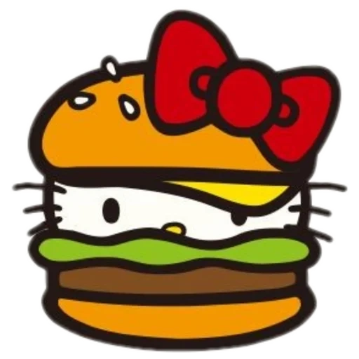 рисунок гамбургера, бургер хэллоу китти, иконка бургер, гамбургер иконка, кот пушин на бургере
