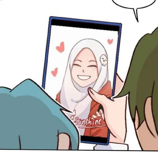 anime, menina, anime muslim, lenço de cabeça de menina, animação de cabeça de flor de cerejeira