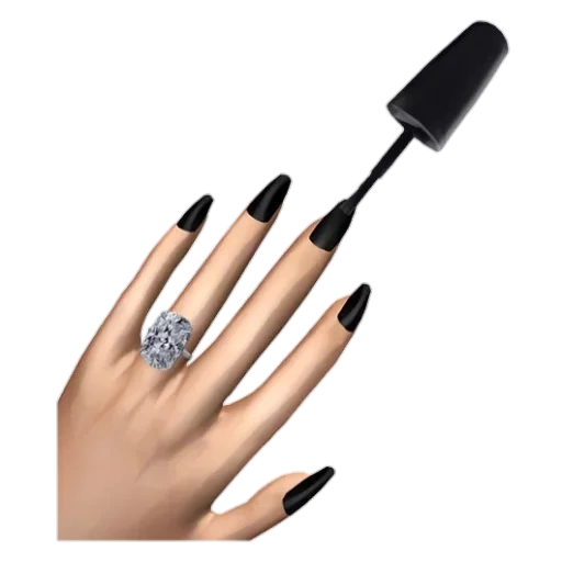 unghie nere, unghie emoji, manicure nera, il design delle unghie è nero, design di manicure nero