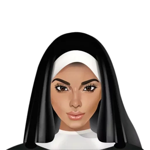 nun, nun, white nun, drawing of a nun