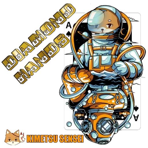teks, pakaian luar angkasa kucing, seni astronot, penyelam astronot, ilustrasi astronot
