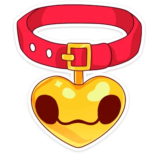 collar, dog collar, collar icon, collar cartoon, heart yellow ribbon