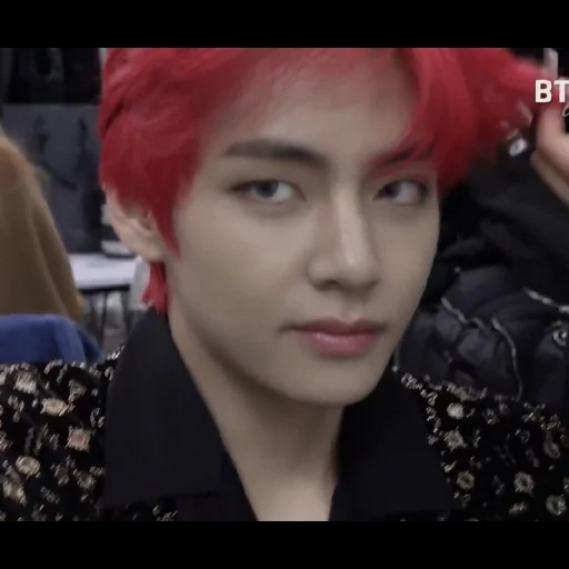 kim ta hyun, taehyung bts, taehyung kim, taehyun dengan rambut merah, kim taehyun dengan rambut merah