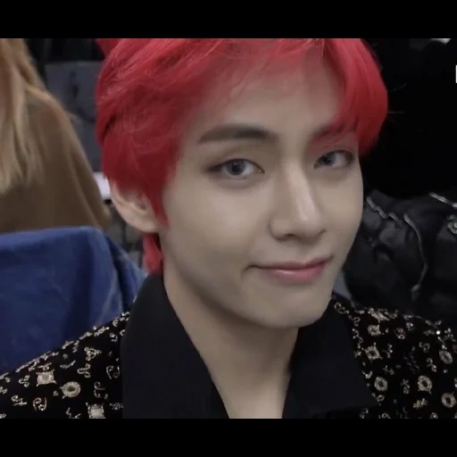 kim ta hyun, taehyung bts, taehyung kim, taehyun dengan rambut merah, kim taehyun dengan rambut merah