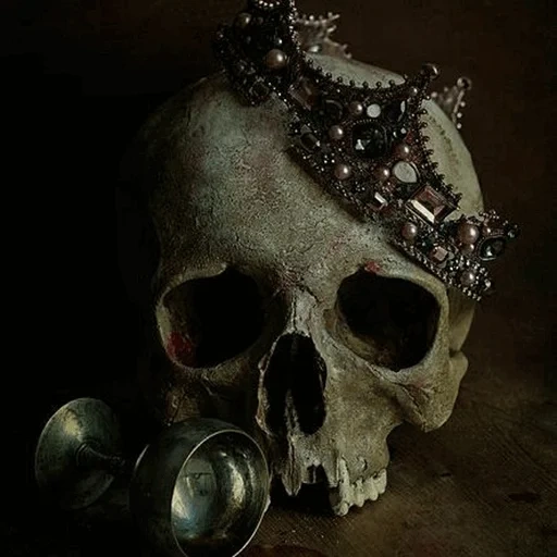 godille, vanitas, esthétique du crâne, photos sombres, bijoux de crâne