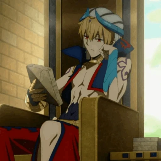 anime, karakter anime, nasib/grand order, gilgamesh babel iman, nasib grand order zettai maju sensen babylonia