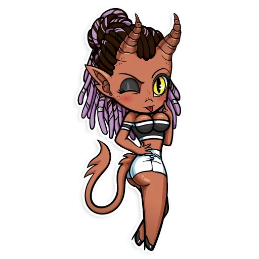 demoness, kinky stickers, art chibi signs zodiac capricorn