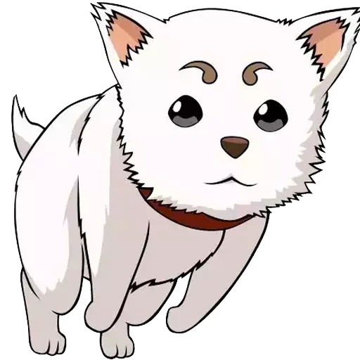 садахару гинтама, чиби белая собака, рисовать аниме животных, собака аниме, аниме животные