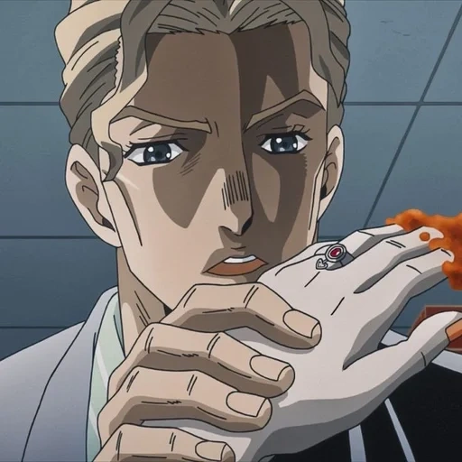 kira yoshikaga, roman donskoy jojo, kira yoshikaga mit seiner hand, kira yoshikage jojo, ich bin kira yoshikag mich 33 jahre alt