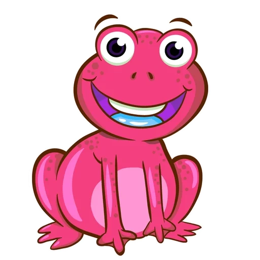 der frosch, das froschmuster, der rosa frosch, frosch auf weißem hintergrund, happy frog