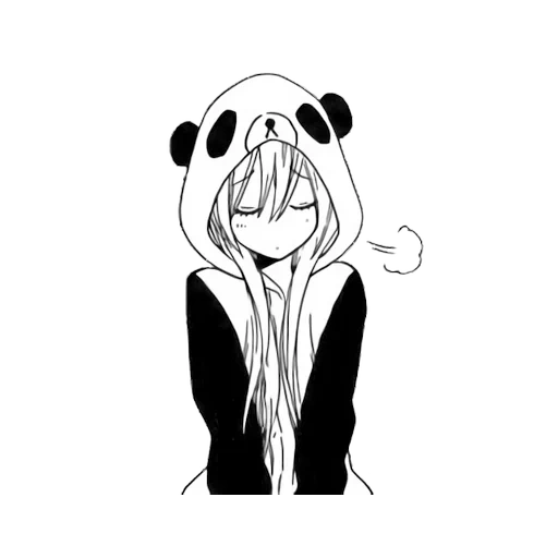 рисунок, милые панда девочки, аниме девушка панда, аниме тян костюме панды, разукрашки аниме кигуруми