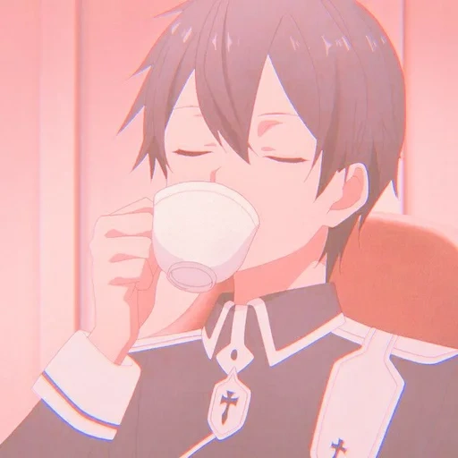 sirito's firewood, cartoon character, diffusion of kirito, sword master online, sao krito is drinking tea