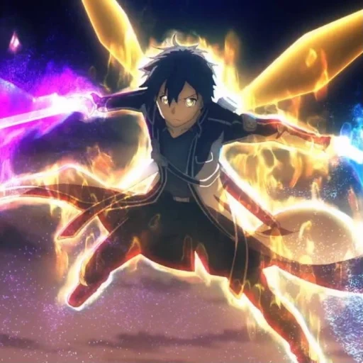 kirito kun, kirito vs gabriel, kirito vs gabriel, espada maestra en línea, rey kirito