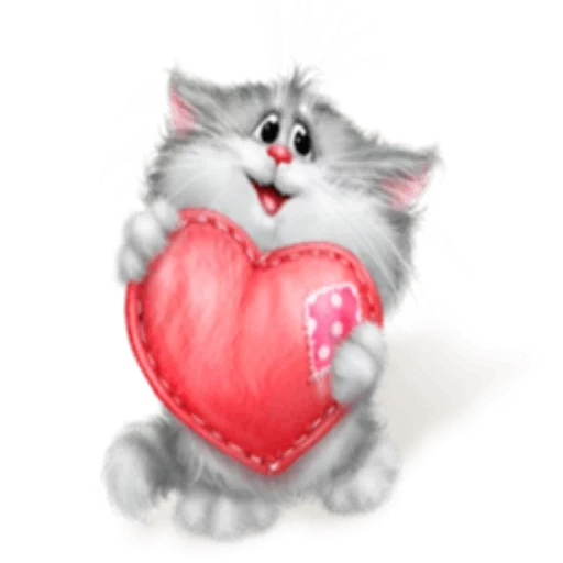 una bola de gato, hola un favorito, corazón de gatito, tarjetas te amo, te amo kisulya postcard
