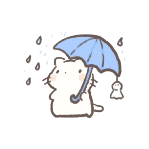cat, the drawings are cute, cartoon umbrella, an umbrella in the rain, for sketching light