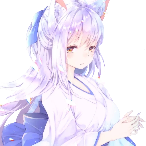 kitsune est blanche, anime kitsune, anime kitsuna, anime kitsune blanc, anime girl kitsune