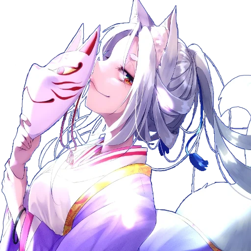 kitsune, kitsune miyato, kitsuna anime, anime kitsune chita, anime kitsune white