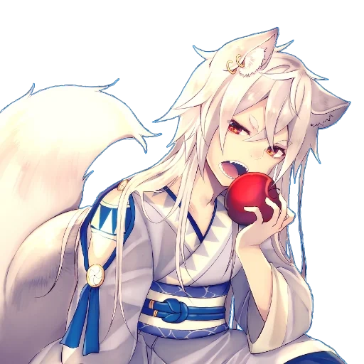 kitsune, yokai anime, anime kitsune, anime kitsune white, momiji inubashiri happy