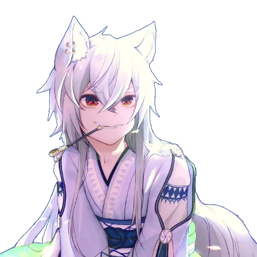 tidak ada kitsune, kitsune berwarna putih, anime kitsuna, pria kitsune, anime bukan kun