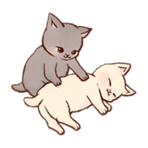 chats chibi, embrasse un peu, kitty chibi kawaii, kawaii cats love, kawaii chats un couple