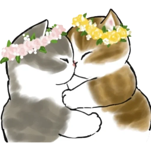 mofu sand cats, telegram stickers, cats mofu, cats cute drawings, cat