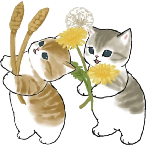 котики mofu, рисунки кошек и котят, милые рисунки кошек, котенок иллюстрация, иллюстрация кошка