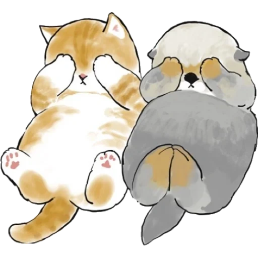 drawings of cute cats, cats mofu, cat dislings, cat illustration, illustration cat