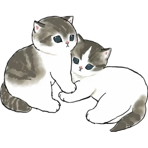 mofu sand, kittens_mofusand_2, zeichnungen von niedlichen katzen, katzenabschluss, katzenabbildung