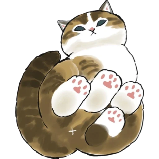 mofu sand котики, милые лапки арт, иллюстрация кошка, telegram sticker, милые животные