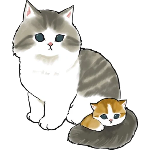 gatos desenhos fofos, kitten ilustração, ilustração gato, gatos mofu, gatos desenhos fofos