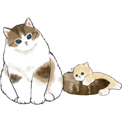 gatos mofu, gatos lindos dibujos, ilustración gato, arena mofu, dibujos de lindos gatos