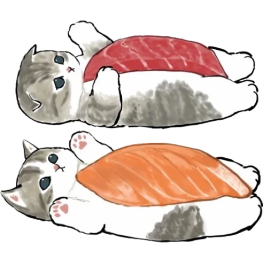 adesivi del telegramma, gatti sushi, gatti e rotoli, adesivi del telegramma, rotoli di sushi