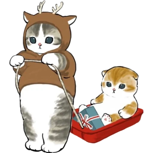mofu sand cats, illustration cat, cats cute drawings, animals cute drawings, siao salut cat pair