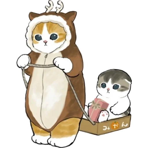 mofu sand cats, siao salut cat pair, anime kucing lucu, stiker telegram, kucing anime