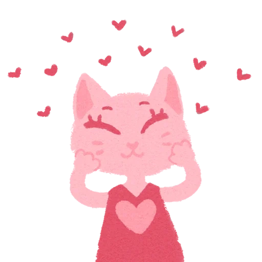 gatos rosados, gato rosa con corazones, gato rosa con corazones