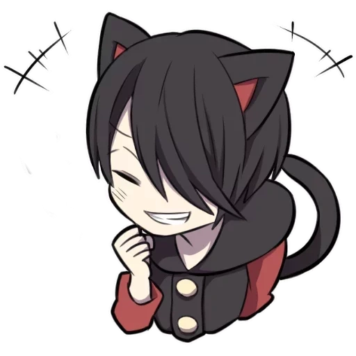 chibi, anak kucing hitam, karakter anime