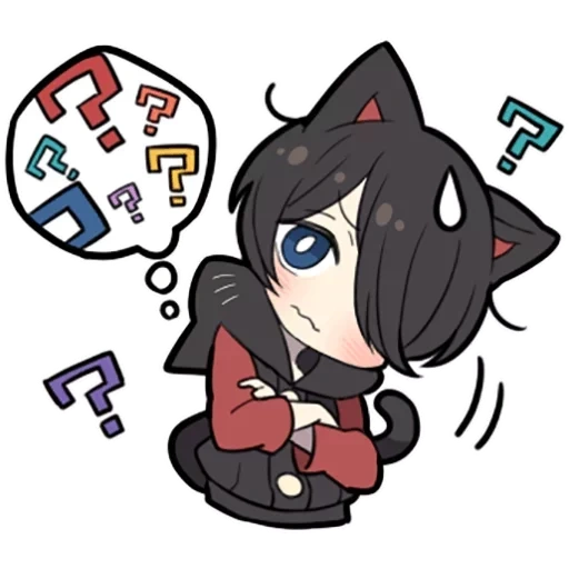 chibi, black kitten, gato preto 007, personagem de anime chibi