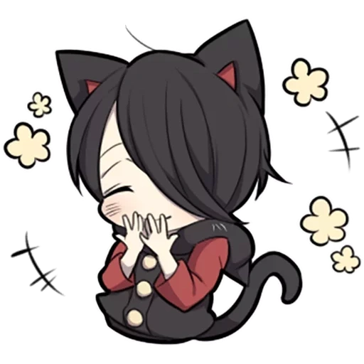 chibi, imagen, chibi algunos, gatito negro