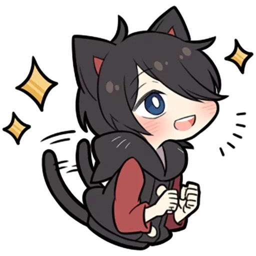 la parete rossa, anime, chibi noko, black kitten