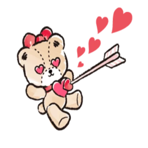 joli, portable, bears in love m, soutenir avec une brosse, bonjour kitty kupidon