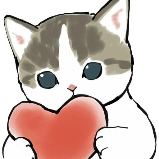 dibujos de gatos lindos, lindos dibujos de gatos, dibujos de lindos gatos, los dibujos de animales son lindos, dibujo del corazón del gatito