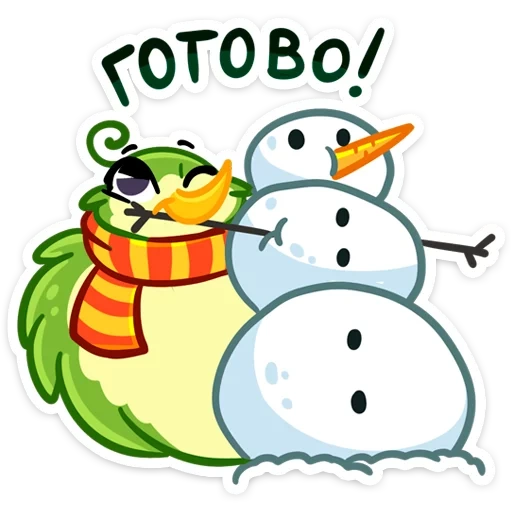 kiwifruit, gift, snowman sticker